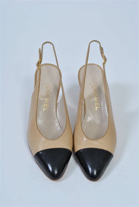 classic chanel slingbacks|Chanel black aa slingback heel.